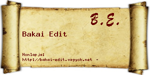 Bakai Edit névjegykártya